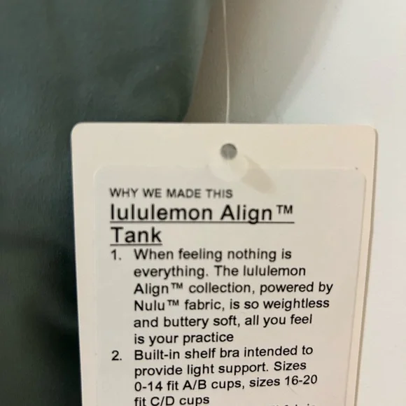 NWT Lululemon Align Tank fits A/B cup size 2 in Crater Blue - Picture 3 of 5